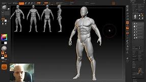 Human anatomy sculpting in Zbrush - from scratch to ready model of 3d man