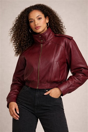Oversized Women’s Burgundy Leather Jacket | High Neck Winter Streetwear Coat - Etsy