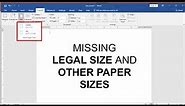 Missing Legal/Long Size and other Page Sizes in MS Word [Fixed]