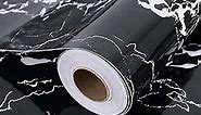 TORC Black Marble Wallpaper Peel and Stick 17.1" x 393.7", Self Adhensive Faux Marble Contact Paper for Countertop Table Furniture