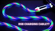 Magnetic USB 360° Rotation 3 in 1 Fast Charging Data Cable Nylon Braided Wire with RGB LED Light.