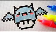 Handmade Pixel Art - How To Draw Kawaii Bat Mushroom #pixelart #Halloween