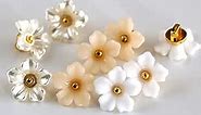 Flower Buttons for Sewing Plastic Craft Button 13mm(0.52 Inch) Pearl White Yellow 3 Colors Mix Pack of 30pcs