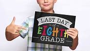 Reusable My First Day and Last of School Set Milestone Chalkboard Sign. Photo Prop Board for Kids, Black w/color print - 12” x 10” rectangle