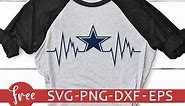 Dallas cowboys heartbeat svg free, sport svg, instant download, football svg, star cowboys, free svg cutting files, shirt design, png, dxf 0119