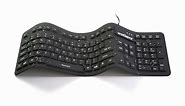 ''Soft-touch Comfort'' Professional-grade Full-size Flexible Silicone Waterproof Keyboard (USB) (Black) | KBWKFC106-BK by WetKeys Washable and Waterproof Keyboards
