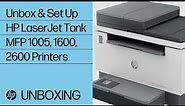 How to Unbox HP LaserJet Tank MFP 1005, 1600, 2600 Printers & Connect to a Wi-Fi or Wired Network