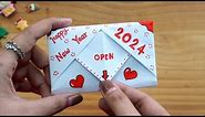 Easy & Beautiful Happy New Year Card 2024 | How to make new year greeting card