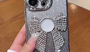 Fycyko for iPhone 14 Pro Max Case Bowknot Glitter Rhinestone Bling Plating Luxury Women Girl Phone Case,Shine Diamond Case for iPhone 14 Pro Max Protective Cover,Clear Gradient Green