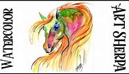 COLORFUL HORSE Easy How to Paint Watercolor Step by step | The Art Sherpa