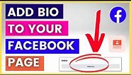 How To Add a Bio To A Facebook Page? [in 2023]