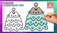 How To Draw Pusheen Dress Up In Christmas Tree Outfit | Cute Easy Step By Step Drawing Tutorial