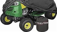 Tough Cover Riding Lawn Mower Cover Premium. 600D Marine Grade, Universal Fit Tractor, Heavy Duty, Covers Against Water, UV, Dust, Dirt, Wind for Outdoor Garden Storage (Black)