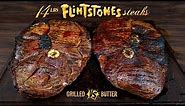 110 Oz GIANT STEAKS, Grilled vs Butter Poached, Flintstone Steak | GugaFoods