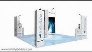 20ft Island Trade Show Display Booth with 8 Sided Center Tower and Corner Workstations
