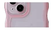 Caseative Solid Color Curly Wave Frame Clear Soft Compatible with iPhone Case (Pink,iPhone 13 Pro Max)