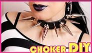 GIANT SPIKE Choker DIY / How to make a giant spike goth / punk choker!