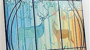 Myphotostation Colorful Glowing Stained Tempered Glass Wall Art 35.5Wx24H'' Deer in the Forest Wall Art Modern Decor Glass Printing Large Wall Art Tempered Glass Panel Window Stained Wall Decor