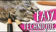 EASY WAY TO DRAW FEATHERS | Coloured Pencil Tutorial