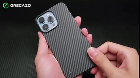 GRECAZO Ultra-Thin Frosted Soft Touch Skin Borderless Carbon Fiber Bump Texture Case for iPhone Pro Max Phone Case 6.7"(2023) Slim Minimalist Lightweight Frameless Matte Hard Cover Case-Black