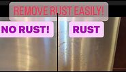RUST REMOVAL ON STAINLESS STEEL REFRIGERATOR NONTOXIC- quick and easy