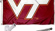 Virginia Tech Hokies VT Logo Flag with Pole and Bracket Complete Set