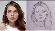 تعلم رسم الوجه بطريقة لوميس | رسم وجه فتاة من الأمام