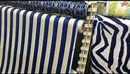 Blue / White Stripe Fabric By The Yard Diamond Embossed Quilting Drapery