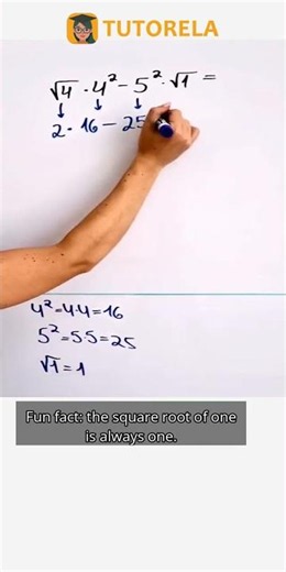 Solve: √4 x 4² - 5² Step-by-Step #Math #TheOrderOfOperations #PowersAndRoots