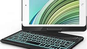 iPad Mini 5/ Mini 4 Keyboard Case - 360° Rotatable 180 Flip- 7 Colors Backlit - Wireless Smart Folio Auto Sleep/Wake Hard Cover fit iPad Mini 5 2019(5th Gen)/ iPad Mini 4 2015, Black