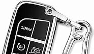 QBUC for Jeep Key Fob Cover with Keychain TPU Protection Key Case Compatible with Grand Cherokee Renegade Compass Smart Key