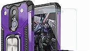 AYMECL Compatible for LG Aristo 2/LG Aristo 3/LG Aristo 2 Plus/Zone 4/Fortune 2/Risio 3 Case with HD Screen Protector, 360°Rotation Ring Holder Shockproof Phone Case for LG Aristo 2 Purple