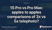 15 Pro vs Pro Max: apples to apples comparisons of 3x vs 5x telephoto?