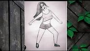 How to draw a dancing girl || very easy pencil drawing|| Hip Hop dancing girl drawing#dance