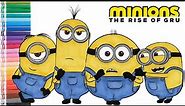 Minions: The Rise of Gru - Minions Coloring Book Page with Stuart, Kevin, Otto, and Bob