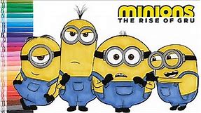 Minions: The Rise of Gru - Minions Coloring Book Page with Stuart, Kevin, Otto, and Bob