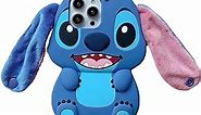 KeQili for iPhone 15 Lilo Stitch Case,3D Cartoon Cute Women Girls Kids Soft Silicone Animal Character Shockproof Anti-Bump Protector Gifts Cover Case for iPhone 15 6.1 inch Blue