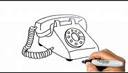 How to DRAW an OLD TELEPHONE Easy Step by Step