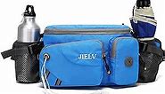 JIELV Hiking Waist Bag Fanny Pack with Water Bottle Holder for Men Women,Water Resistant Running Belt Bag for Outdoors Workout Dog Walking Hiking Cycling(Sky Blue)