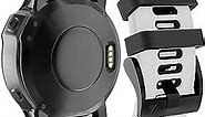 OVERSTEP Compatible with Garmin Fenix 6 Watch Band, 22mm Quick-Fit Replacement Strap for Fenix 6 Pro/Fenix 5, 5 Plus/Fenix 7/Forerunner 935, 945/Approach S60/Quatix 5 Smartwatch (White-Black)