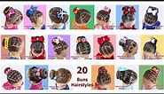 20 Penteados Infantis Fáceis com Coque 🥰| 20 Easy Buns Hairstyles for Little Girls 😍💕