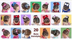 20 Penteados Infantis Fáceis com Coque 🥰| 20 Easy Buns Hairstyles for Little Girls 😍💕
