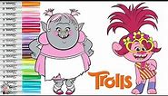 Dreamworks Trolls Coloring Book Page Queen Poppy and Bridget