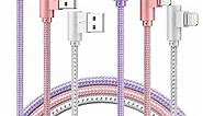 iPhone Charger Fast Charging 3Pack Lightning Cable 90 Degree iPhone Charger Cord [Apple MFi Certified] iPhone Charger 10FT for iPhone 14/13/12/11 Pro Max/XS MAX/XR/XS/X/8/7/Plus/iPad