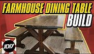 Build a Farmhouse Dining Table with Benches - Easy DIY with Plans