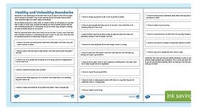 KS2 Respect and Consent: Healthy and Unhealthy Boundaries Activity