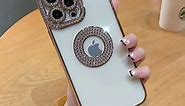 for iPhone 15 Pro Max Clear Glitter Case,Cute Bling Sparkle Shiny Rhinestone Diamond Camera Protection Logo View Soft TPU Plating Bumper Women Girl Case for iPhone 15 Pro Max 6.7inch (Purple)