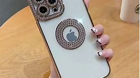 Changjia for iPhone 15 Pro Max Clear Glitter Case,Cute Bling Sparkle Shiny Rhinestone Diamond Camera Protection Logo View Soft TPU Plating Bumper Women Girl Case for iPhone 15 Pro Max 6.7inch (Purple)
