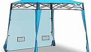 EzyFast Compact Pop Up Canopy Tent, Collapsible Instant Shelter, Portable Sports Cabana, With Built-in Weight Bags, 8 x 8 ft Base / 6 x 6 ft Top for Camping,Hiking,Fishing,Family Outings (Mosaic Blue)