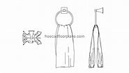 Towel Ring, Plan Elevations - Free CAD Drawings